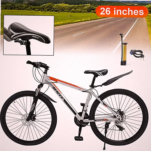 26" wheels 27 speed double disc brake mountain bike MTB for adults Silver B9