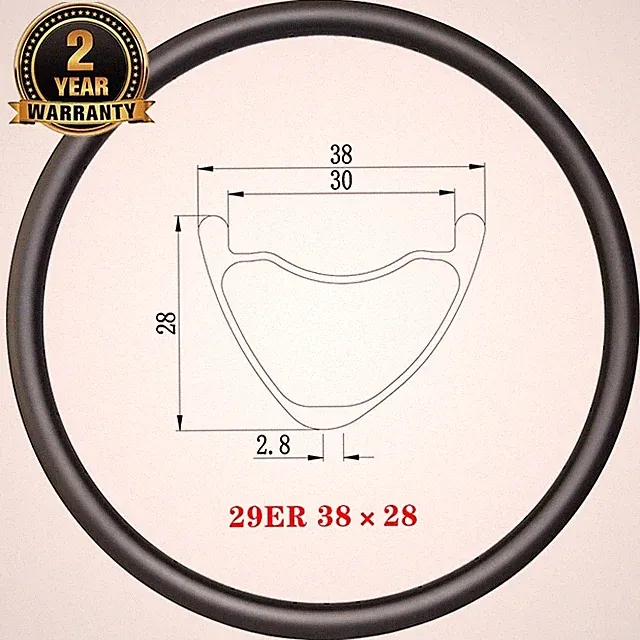 29er DH MTB AM Asymmetric Carbon Bicycle Rim 38x28mm 28 32 36H Clincher Tubeless