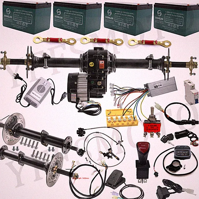 30/34/40" Rear Differential Axle Kit 48V 1000W Electric Motor Go Kart Golf Trike