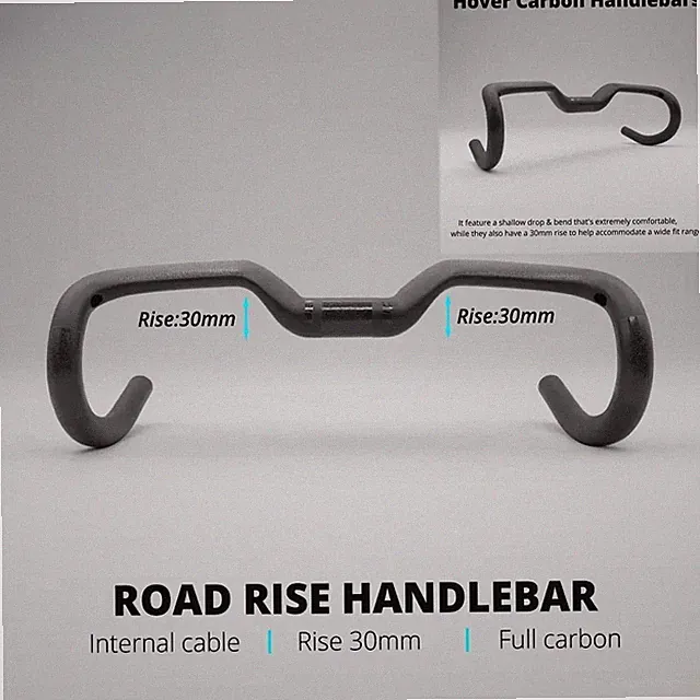 Carbon Road Bicycle Handlebar Rise 30mm Gravel Bike Drop Bar Internal Cable