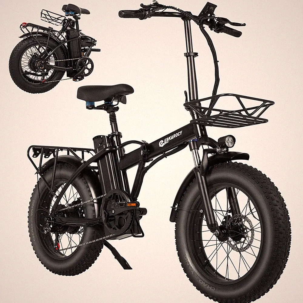 El ectric Bike 20" Fat Tire EBKAROCY Eb-ike 750W 48V Battery 30MPH 7 Speed