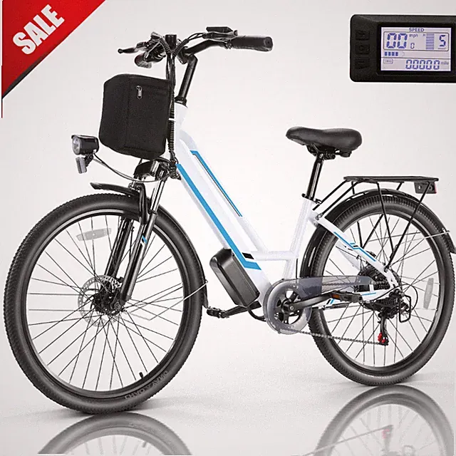 Electric Bike 26'' Low-Step Thru Cruiser Bicycle 500W 48V Motor eBike Max 20mph~