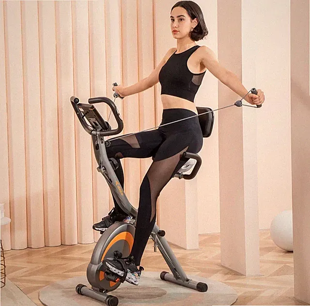 Leikefitness Folding Recumbent Bike LCD Display Home Exercise Cycle