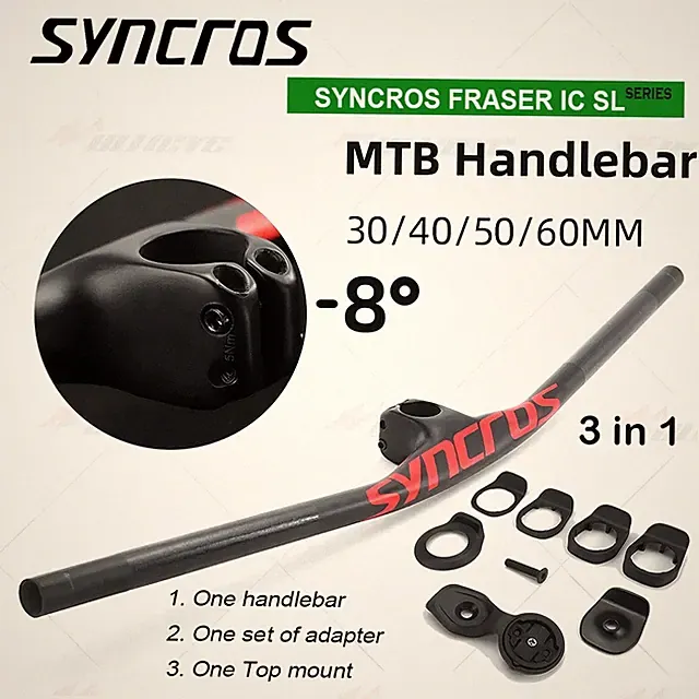 SYNCROS -8 Degrees Mountain Bicycle Cabon Fiber Integrated Handlebar with Mount